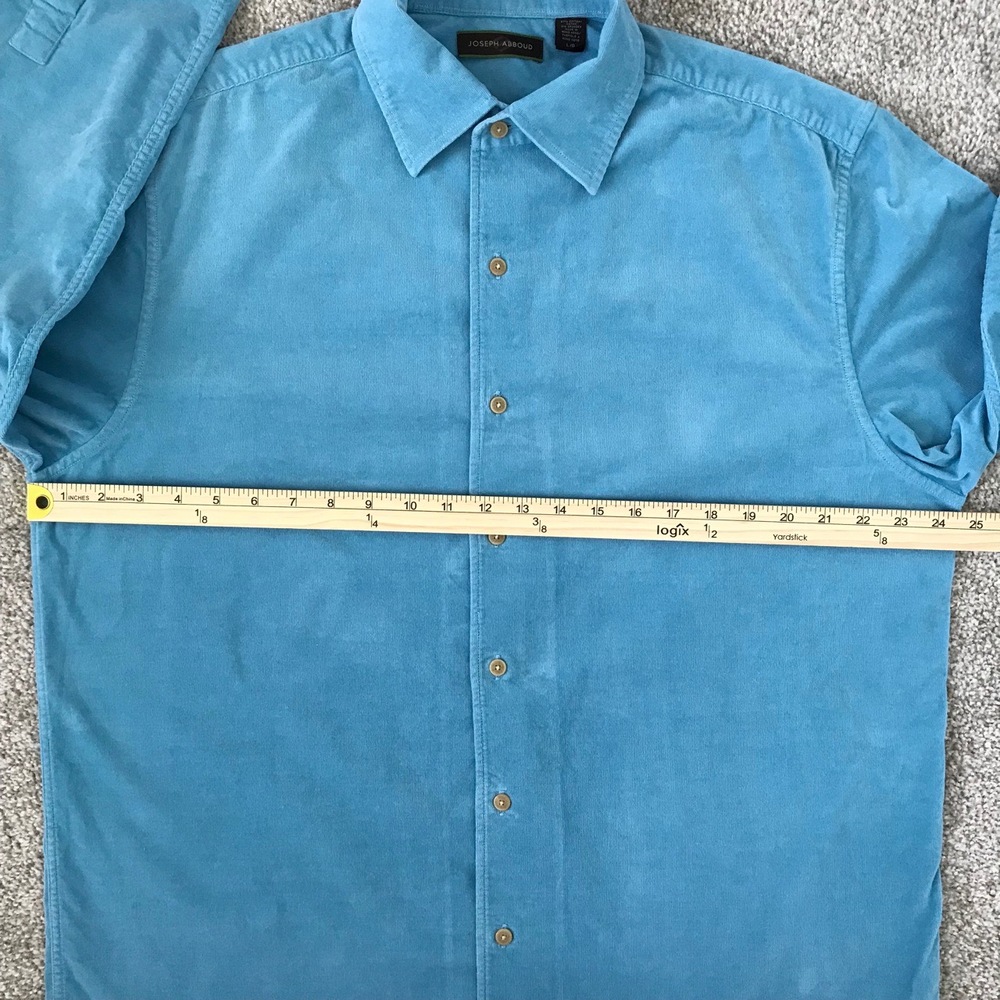 Joseph‎ Abboud Button Up Shirt Men's Large Stretch Corduroy Blue Long Sleeve - Picture 7 of 12